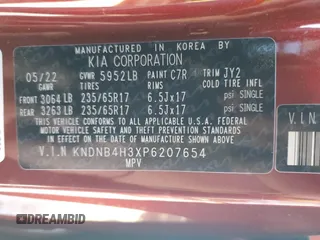 2023 Kia Carnival LX with VIN KNDNB4H3XP6207654, listed as a Copart auction lot 76453864 with 0 mi miles and Non Repairable. Bid and sale history available at carsss.com. Image 13.
