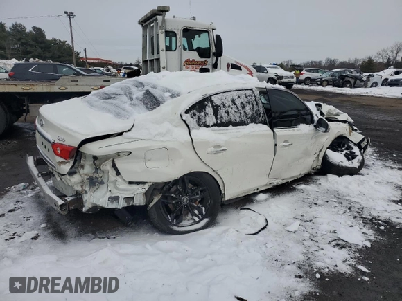 2016 Infiniti Q50 Premium with VIN JN1CV7AR5GM253082, listed as a Copart auction lot 43838735 with Not Provided miles and Salvage Title. Bid and sale history available at DreamBid. Image 3.