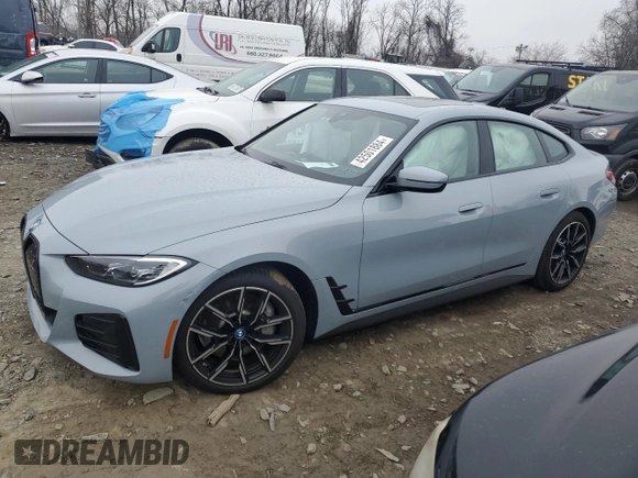 2023 BMW i4 eDrive40 with VIN WBY73AW08PFN76248, listed as a Copart auction lot 42501884 with 12,173 mi miles. Bid and sale history available at carsss.com. Image 1.