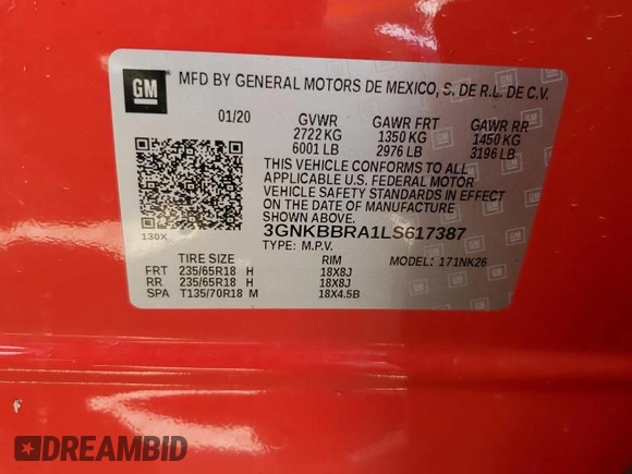 2020 Chevrolet Blazer LT z VIN 3GNKBBRA1LS617387, wystawiony jako Copart lot #52462875 z przebiegiem 76 347 mil mil oraz Szkoda całkowita • Salvage title. Historia ofert i sprzedaży dostępna na DreamBid. Obrazek 14.