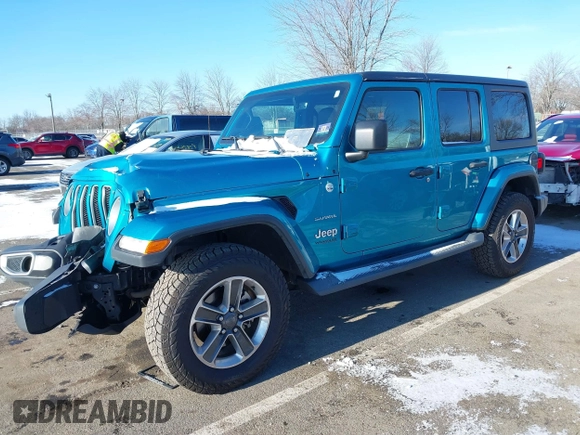 2019 Jeep Wrangler Unlimited Sahara with VIN 1C4HJXEN7KW641854, listed as a IAAI auction lot 41635091 with 51,039 mi miles and . Bid and sale history available at DreamBid. Image 2.