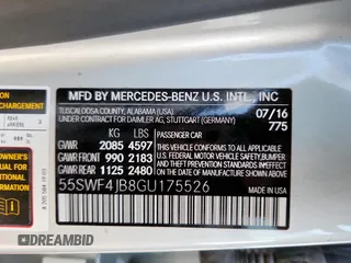 2016 Mercedes-Benz C 300 with VIN 55SWF4JB8GU175526, listed as a Copart auction lot 61534545 with 90,277 mi miles and Salvage title. Bid and sale history available at DreamBid. Image 13.