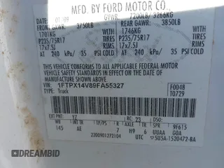2009 Ford F-150 XL with VIN 1FTPX14V89FA55327, listed as a IAAI auction lot 41686042 with Not Provided miles. Bid and sale history available at carsss.com. Image 9.