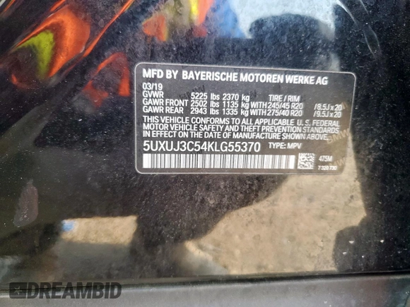 2019 BMW X4 xDrive30i с VIN 5UXUJ3C54KLG55370, выставлен на аукционе Copart как лот 60438795 с пробегом 91 363 миль миль и Списание • Salvage title. История ставок и продаж доступна на DreamBid. Изображение 13.