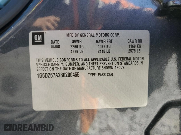 2008 Cadillac STS RWD z VIN 1G6DZ67A280200465, wystawiony jako Copart lot #47092925 z przebiegiem 168 588 mil mil oraz Szkoda całkowita • Salvage title. Historia ofert i sprzedaży dostępna na DreamBid. Obrazek 14.