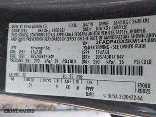 2019 Ford Fiesta ST with VIN 3FADP4GX5KM141899, listed as a IAAI auction lot 41895079 with 26,189 mi miles. Bid and sale history available at carsss.com. Image 9.