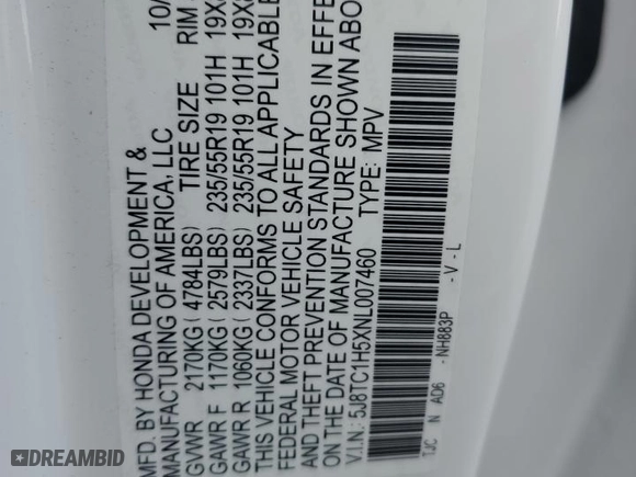 2022 Acura RDX w/Technology Package with VIN 5J8TC1H5XNL007460, listed as a Copart auction lot 79285954 with 24,066 mi miles and Salvage Title. Bid and sale history available at carsss.com. Image 12.