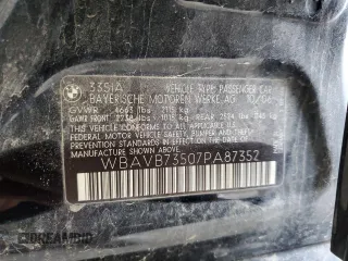 2007 BMW 3 Series 335i with VIN WBAVB73507PA87352, listed as a Copart auction lot 54055315 with 179,333 mi miles and Salvage title. Bid and sale history available at DreamBid. Image 12.