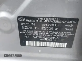 2015 Hyundai Elantra SE with VIN 5NPDH4AE2FH604575, listed as a IAAI auction lot 41915640 with 128,408 mi miles and . Bid and sale history available at DreamBid. Image 9.