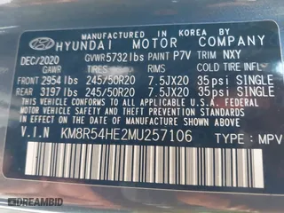 2021 Hyundai Palisade Limited with VIN KM8R54HE2MU257106, listed as a IAAI auction lot 41790977 with 64,777 mi miles. Bid and sale history available at carsss.com. Image 9.