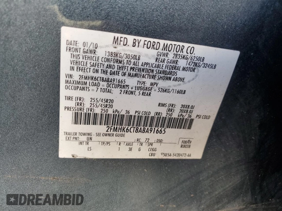 2010 Ford Flex SEL w/Ecoboost with VIN 2FMHK6CT8ABA91665, listed as a Copart auction lot 70151714 with 183,732 mi miles and Salvage Title. Bid and sale history available at carsss.com. Image 13.