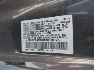 2015 Honda Odyssey Touring Elite with VIN 5FNRL5H98FB034700, listed as a IAAI auction lot 42019265 with 226,829 mi miles and . Bid and sale history available at DreamBid. Image 9.