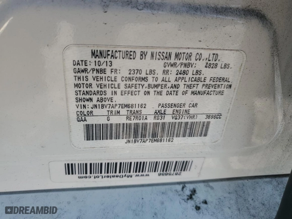 2014 Infiniti Q50 with VIN JN1BV7AP7EM681162, listed as a Copart auction lot 82895604 with 195,895 mi miles and Salvage Title. Bid and sale history available at carsss.com. Image 12.