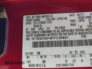 2015 Ford F-150 XLT с VIN 1FTEW1EF4FFC35921, выставлен на аукционе IAAI как лот 42497142 с пробегом Не указан миль и . История ставок и продаж доступна на DreamBid. Изображение 9.