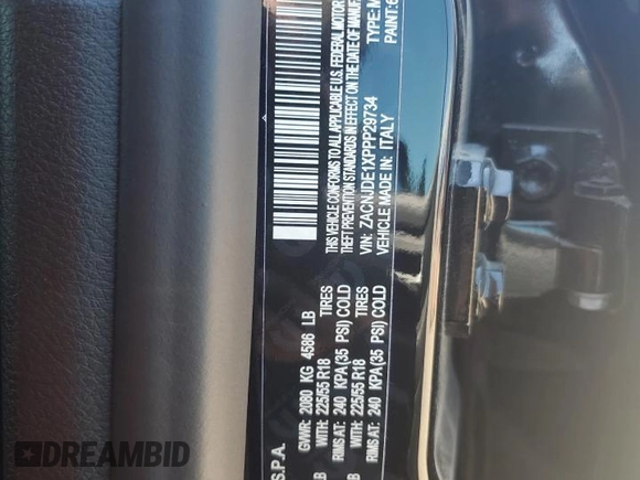 2023 Jeep Renegade Altitude with VIN ZACNJDE1XPPP29734, listed as a Copart auction lot 62008634 with 6,402 mi miles and Salvage Title. Bid and sale history available at DreamBid. Image 13.
