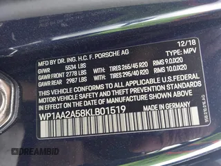 2019 Porsche Macan z VIN WP1AA2A58KLB01519, wystawiony jako IAAI lot #41548780 z przebiegiem 32 132 mil mil oraz . Historia ofert i sprzedaży dostępna na DreamBid. Obrazek 9.
