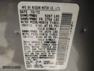 2013 Nissan Murano SL with VIN JN8AZ1MW6DW306030, listed as a IAAI auction lot 41848732 with 113,923 mi miles. Bid and sale history available at carsss.com. Image 9.