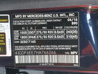 2017 Mercedes-Benz GLS with VIN 4JGDF6EE7HA766266, listed as a Copart auction lot 46186703 with 68,079 mi miles. Bid and sale history available at carsss.com. Image 13.