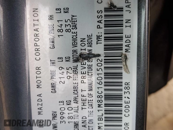 2012 Mazda 3 i Grand Touring with VIN JM1BL1M88C1601502, listed as a Copart auction lot 43194125 with 81,961 mi miles and Salvage Title. Bid and sale history available at DreamBid. Image 15.