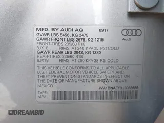 2018 Audi Q5 Premium Plus z VIN WA1BNAFY9J2055656, wystawiony jako IAAI lot #42187509 z przebiegiem 74 572 mil mil oraz . Historia ofert i sprzedaży dostępna na DreamBid. Obrazek 9.