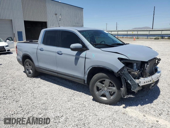 2022 Honda Ridgeline RTL-E with VIN 5FPYK3F79NB024459, listed as a Copart auction lot 59165445 with 21,429 mi miles and Salvage title. Bid and sale history available at DreamBid. Image 4.