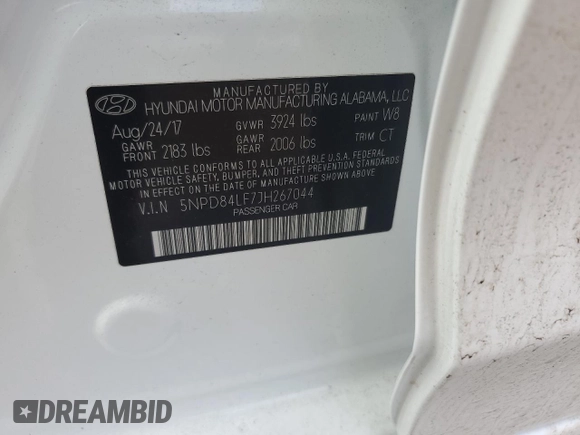2018 Hyundai Elantra SEL with VIN 5NPD84LF7JH267044, listed as a Copart auction lot 46480515 with 127,849 mi miles and Salvage Title. Bid and sale history available at DreamBid. Image 14.