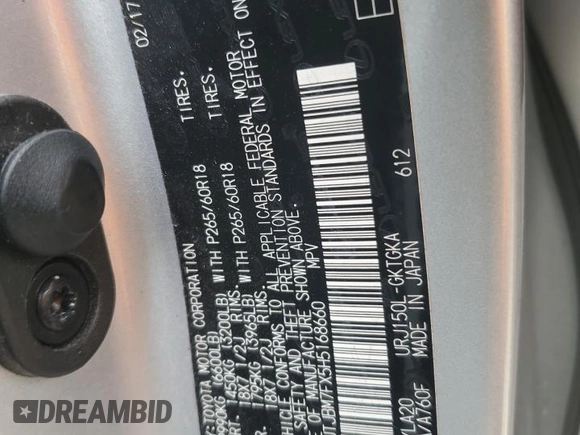 2017 Lexus GX 460 z VIN JTJBM7FX5H5168660, wystawiony jako Copart lot #55410675 z przebiegiem 128 599 mil mil oraz Szkoda całkowita • Salvage title. Historia ofert i sprzedaży dostępna na DreamBid. Obrazek 13.