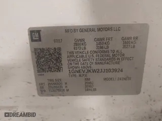 2018 Chevrolet Traverse Premier with VIN 1GNEVJKW2JJ103924, listed as a IAAI auction lot 41576128 with 128,694 mi miles. Bid and sale history available at carsss.com. Image 9.