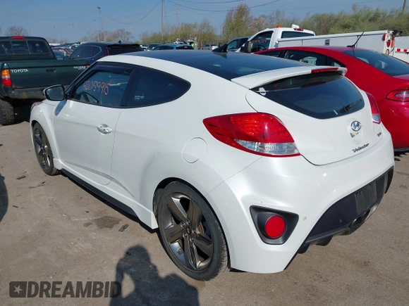 2015 Hyundai Veloster Turbo with VIN KMHTC6AE4FU234611, listed as a IAAI auction lot 42059915 with 107,388 mi miles. Bid and sale history available at carsss.com. Image 3.