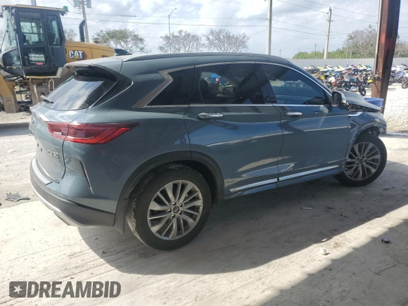 2023 Infiniti QX50 Luxe with VIN 3PCAJ5BA5PF113510, listed as a Copart auction lot 47180215 with 19,543 mi miles and Non repairable. Bid and sale history available at DreamBid. Image 3.
