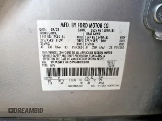 2023 Ford Explorer ST-Line с VIN 1FMSK7KH5PGB05208, выставлен на аукционе Copart как лот 64032885 с пробегом 35 251 миль миль и Списание • Salvage title. История ставок и продаж доступна на DreamBid. Изображение 13.
