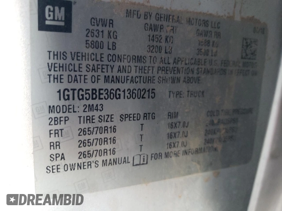 2016 GMC Canyon 2WD with VIN 1GTG5BE36G1360215, listed as a Copart auction lot 87763895 with 71,035 mi miles and Salvage Title. Bid and sale history available at carsss.com. Image 12.