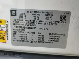 2014 Chevrolet Traverse LT with VIN 1GNKRGKD9EJ142007, listed as a Copart auction lot 54336475 with 160,585 mi miles and Salvage Title. Bid and sale history available at carsss.com. Image 14.