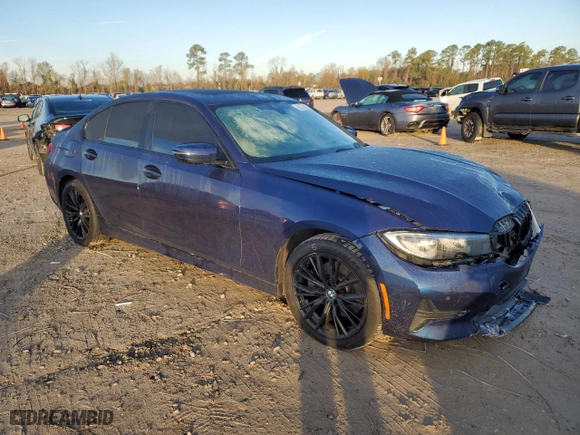 2020 BMW 3 Series 330i xDrive with VIN WBA5R7C07LFH53347, listed as a Copart auction lot 89075045 with 59,030 mi miles and Salvage Title. Bid and sale history available at carsss.com. Image 4.