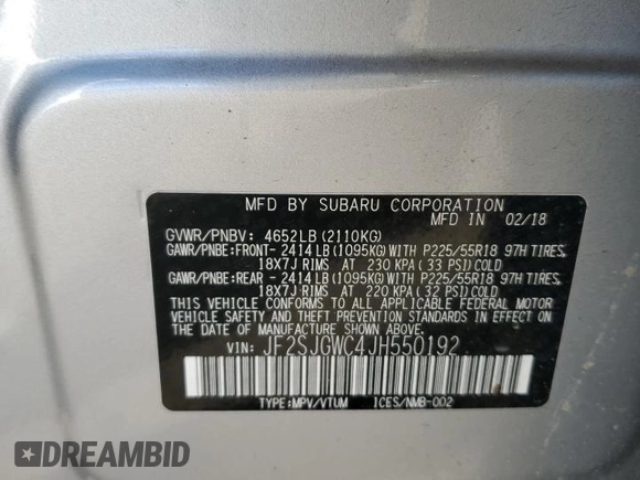 2018 Subaru Forester Touring with VIN JF2SJGWC4JH550192, listed as a Copart auction lot 45810505 with 0 mi miles and Salvage Title. Bid and sale history available at carsss.com. Image 13.