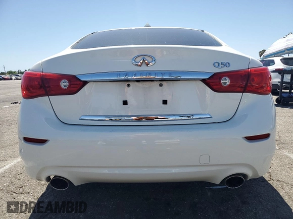 2014 Infiniti Q50 with VIN JN1BV7AP4EM676534, listed as a Copart auction lot 60830545 with 94,948 mi miles and Salvage title. Bid and sale history available at DreamBid. Image 6.