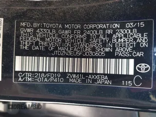 2015 Toyota Prius Two with VIN JTDZN3EU5FJ030605, listed as a IAAI auction lot 42096248 with 108,242 mi miles and . Bid and sale history available at DreamBid. Image 9.