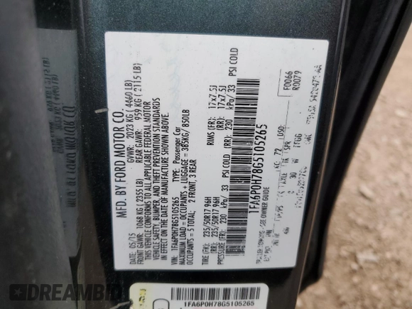 2016 Ford Fusion SE with VIN 1FA6P0H78G5105265, listed as a Copart auction lot 62819935 with 172,129 mi miles and Salvage title. Bid and sale history available at DreamBid. Image 13.