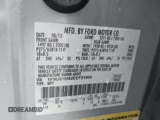 2014 Ford Expedition XLT with VIN 1FMJU1H52EEF01900, listed as a IAAI auction lot 42106404 with 149,992 mi miles and . Bid and sale history available at DreamBid. Image 9.