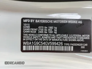 2016 BMW 2 Series 228i xDrive with VIN WBA1G9C54GV599426, listed as a Copart auction lot 57508325 with 36,586 mi miles and Salvage title. Bid and sale history available at DreamBid. Image 12.
