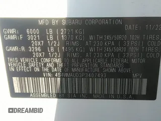 2023 Subaru Ascent Limited z VIN 4S4WMAUD3P3407493, wystawiony jako IAAI lot #42595716 z przebiegiem 16 743 mil mil oraz . Historia ofert i sprzedaży dostępna na DreamBid. Obrazek 9.