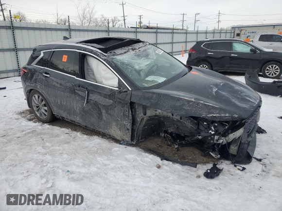 2021 Infiniti QX50 Luxe with VIN 3PCAJ5BB0MF114729, listed as a Copart auction lot 45932295 with Not Provided miles and Salvage Title. Bid and sale history available at DreamBid. Image 4.