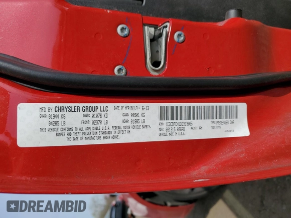2013 Dodge Dart Limited with VIN 1C3CDFCH1DD313065, listed as a Copart auction lot 54267815 with 120,055 mi miles and Salvage Title. Bid and sale history available at carsss.com. Image 13.
