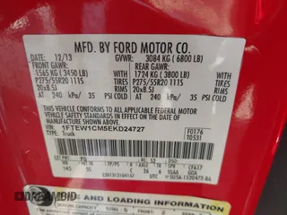 2014 Ford F-150 XL with VIN 1FTEW1CM5EKD24727, listed as a IAAI auction lot 41794641 with 118,973 mi miles and . Bid and sale history available at DreamBid. Image 9.