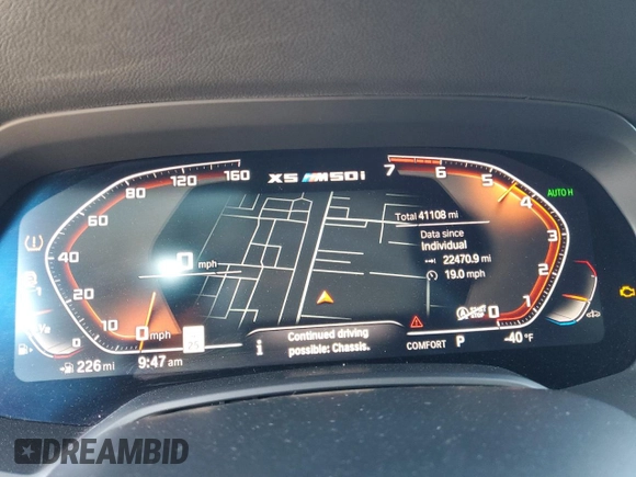 2020 BMW X5 M50i with VIN 5UXJU4C07LLE45691, listed as a Copart auction lot 42826395 with 41,108 mi miles and Salvage Title. Bid and sale history available at DreamBid. Image 9.