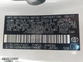 2017 Toyota Prius Two with VIN JTDKBRFU6H3052020, listed as a IAAI auction lot 41979181 with 82,210 mi miles. Bid and sale history available at carsss.com. Image 9.