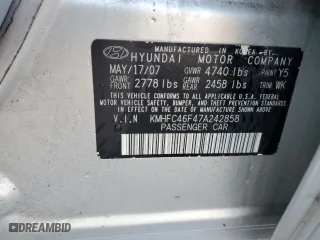 2007 Hyundai Azera SE with VIN KMHFC46F47A242858, listed as a Copart auction lot 78099974 with 136,388 mi miles and Salvage Title. Bid and sale history available at carsss.com. Image 12.