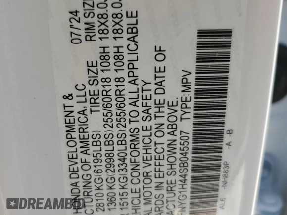 2025 Honda Pilot EX-L с VIN 5FNYG1H44SB045507, выставлен на аукционе Copart как лот 52041215 с пробегом 9 126 миль миль и Списание • Salvage title. История ставок и продаж доступна на DreamBid. Изображение 13.