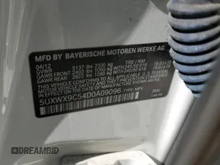 2013 BMW X3 xDrive28i with VIN 5UXWX9C54D0A09096, listed as a Copart auction lot 52481325 with Not Provided miles and Clean Title. Bid and sale history available at DreamBid. Image 13.