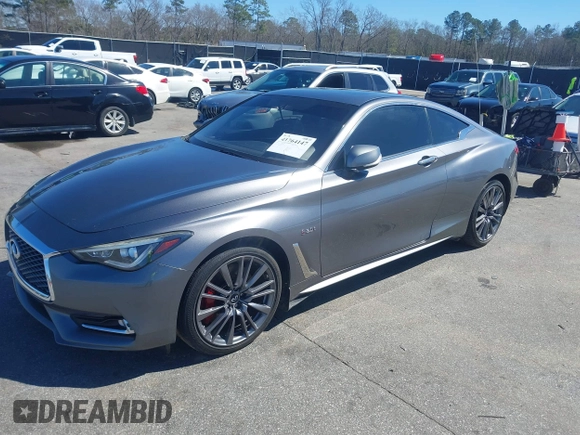 2017 Infiniti Q60 Red Sport 400 with VIN JN1FV7EL6HM700944, listed as a IAAI auction lot 41764147 with 157,211 mi miles and . Bid and sale history available at carsss.com. Image 17.